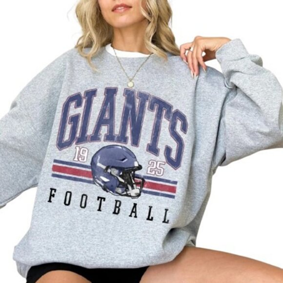 Vintage 90s New York Giants Sweatshirt - Ash Gray Retro Football Crewneck - Picture 1 of 6